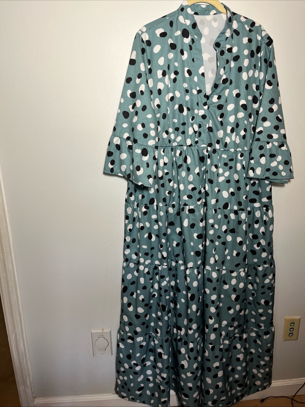 Polka Dot Teal Tiered Maxi Dress